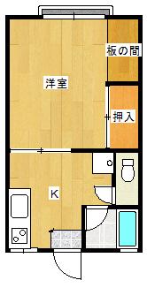 パーシモンコートD(1K/1階)の間取り写真