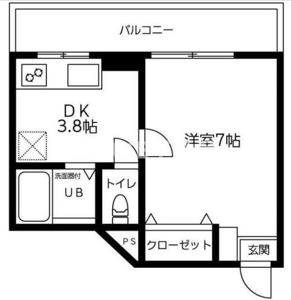 グリーンシティビル(1K/4階)の間取り写真