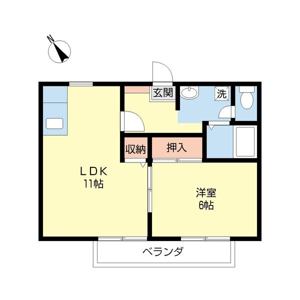 サンアムール(1LDK/1階)の間取り写真
