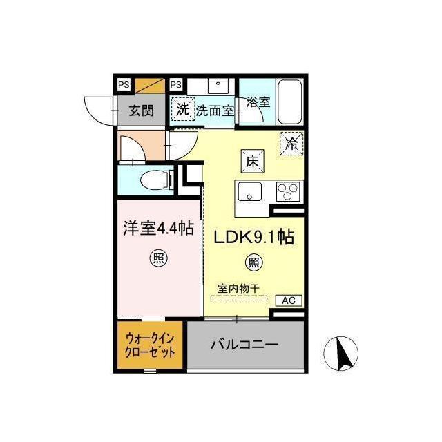 D-INVEST東原 B(1LDK/1階)の間取り写真