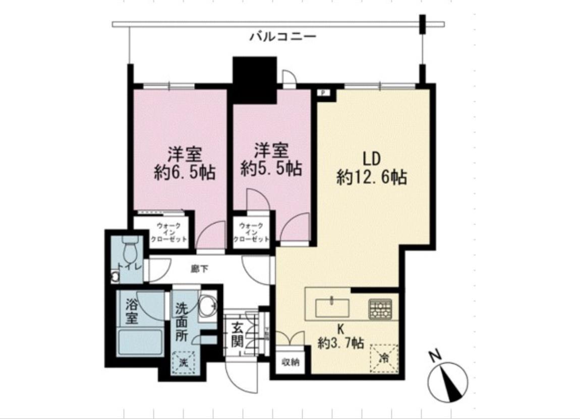 ブランズタワー芝浦(2LDK/26階)の間取り写真