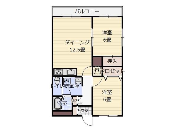 メゾンハピネス(2LDK/1階)の間取り写真