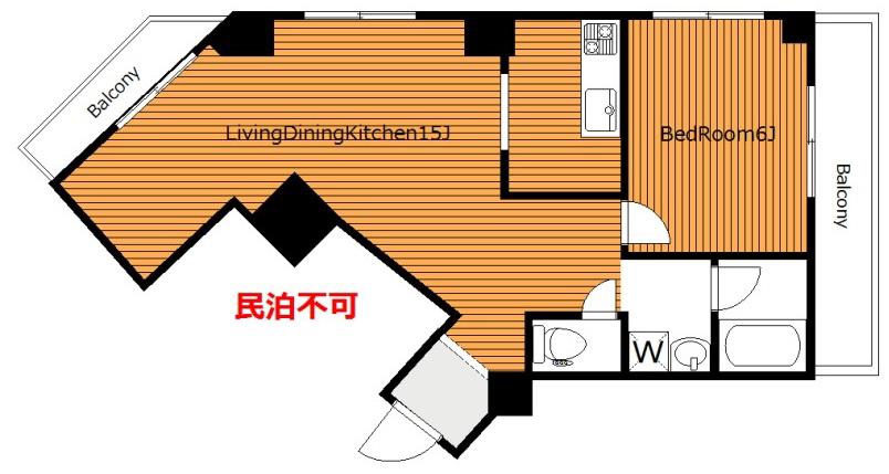 2年採光角 3路線利用可 元代々木桜苑マンション RIL(1LDK/3階)の間取り写真