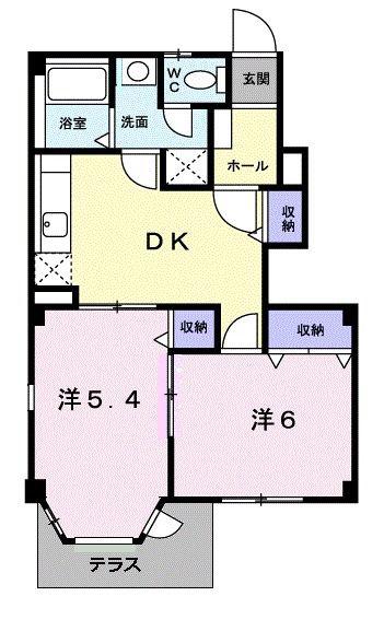 イーズVI(2DK/1階)の間取り写真