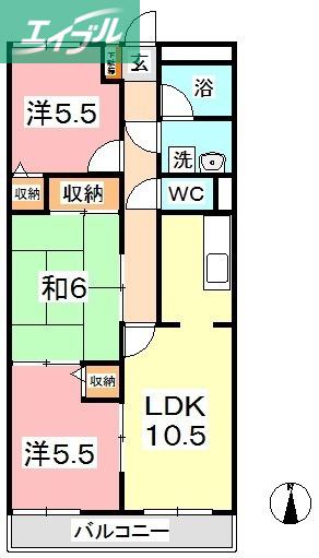 デューク白楽町 I(3LDK/1階)の間取り写真