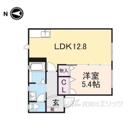 コンフォート東福寺(1LDK/1階)の間取り写真