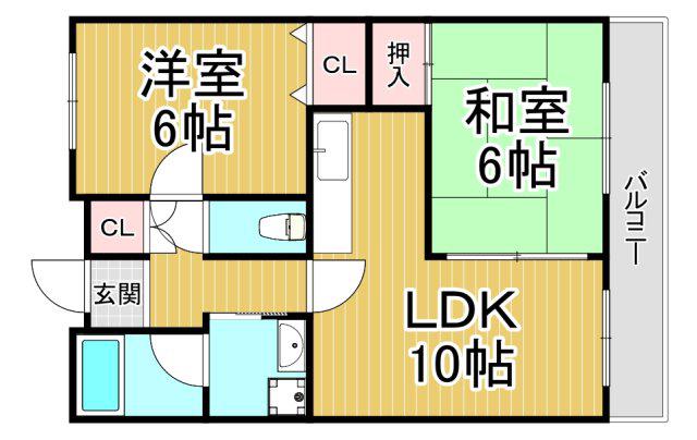 メゾンドソレイユ(2LDK/5階)の間取り写真