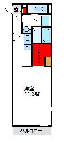 ミランダフロレゾン花見の里(ワンルーム/1階)の間取り写真