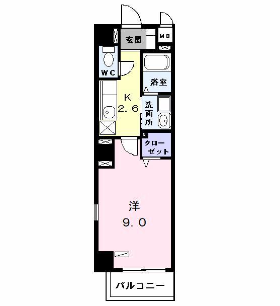レジデンスK-1(1K/5階)の間取り写真