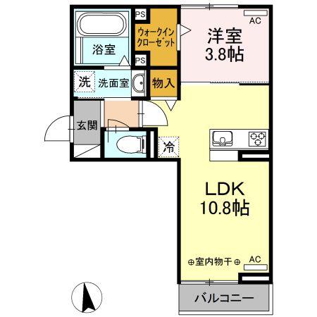 ノア・ルーナ(1LDK/2階)の間取り写真