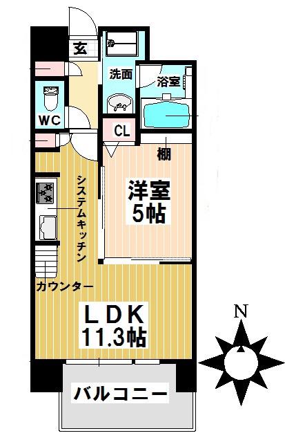 ANGELINA(1LDK/2階)の間取り写真
