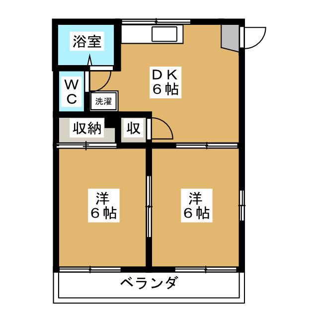 ハイコーポ津田沼(2DK/1階)の間取り写真