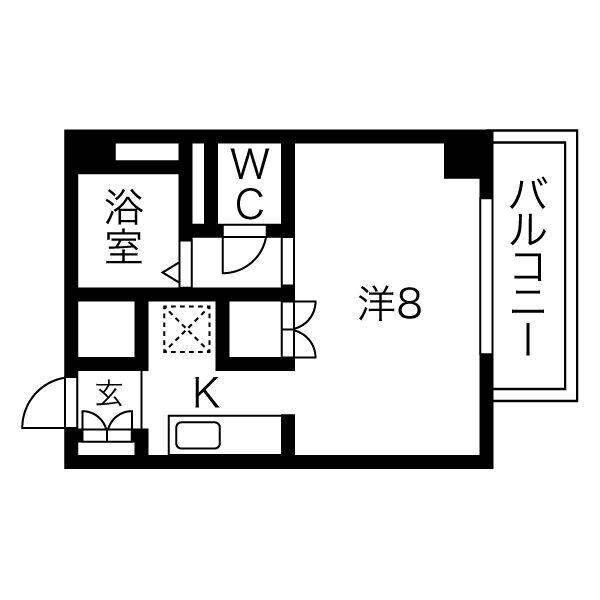 アヴェニール(1K/4階)の間取り写真