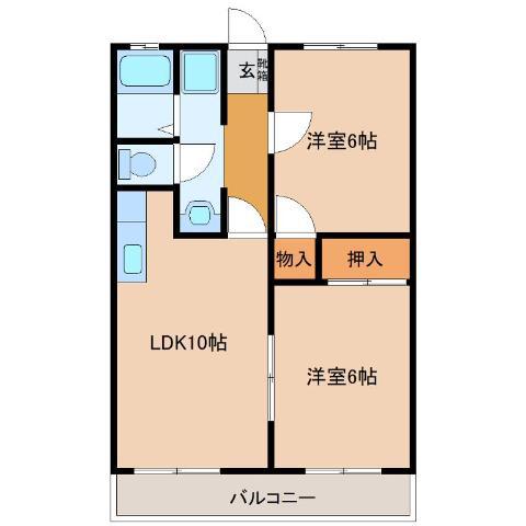 クイーンマンション(2LDK/1階)の間取り写真