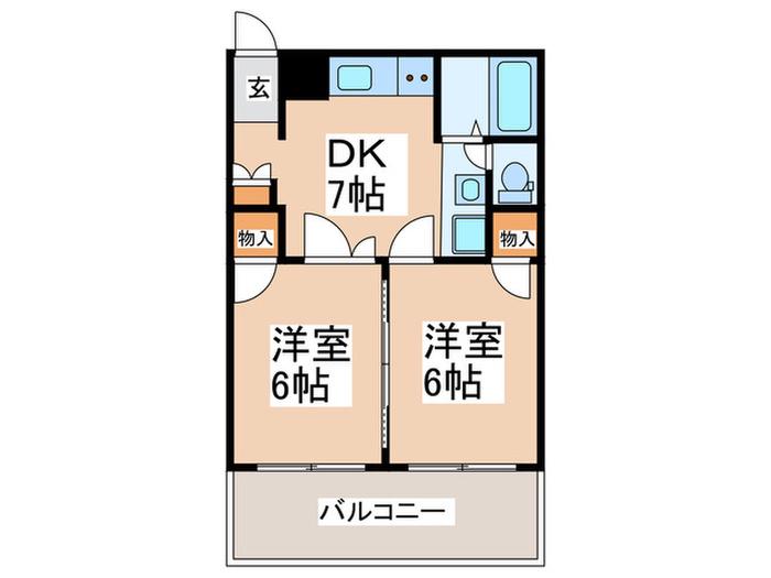 第二港ハイツ(2DK/1階)の間取り写真