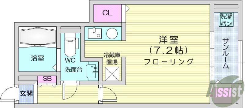 ソレイユ IZUMI(ワンルーム/1階)の間取り写真
