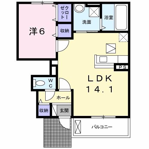 サンフォレストN(1LDK/1階)の間取り写真