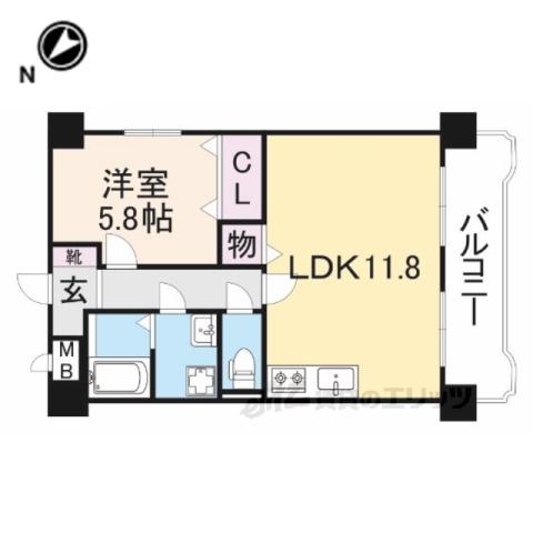 HALE学園前(1LDK/1階)の間取り写真