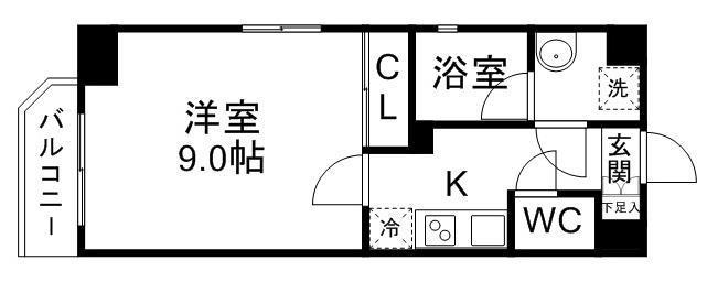 しゃとれ新寺(1K/3階)の間取り写真