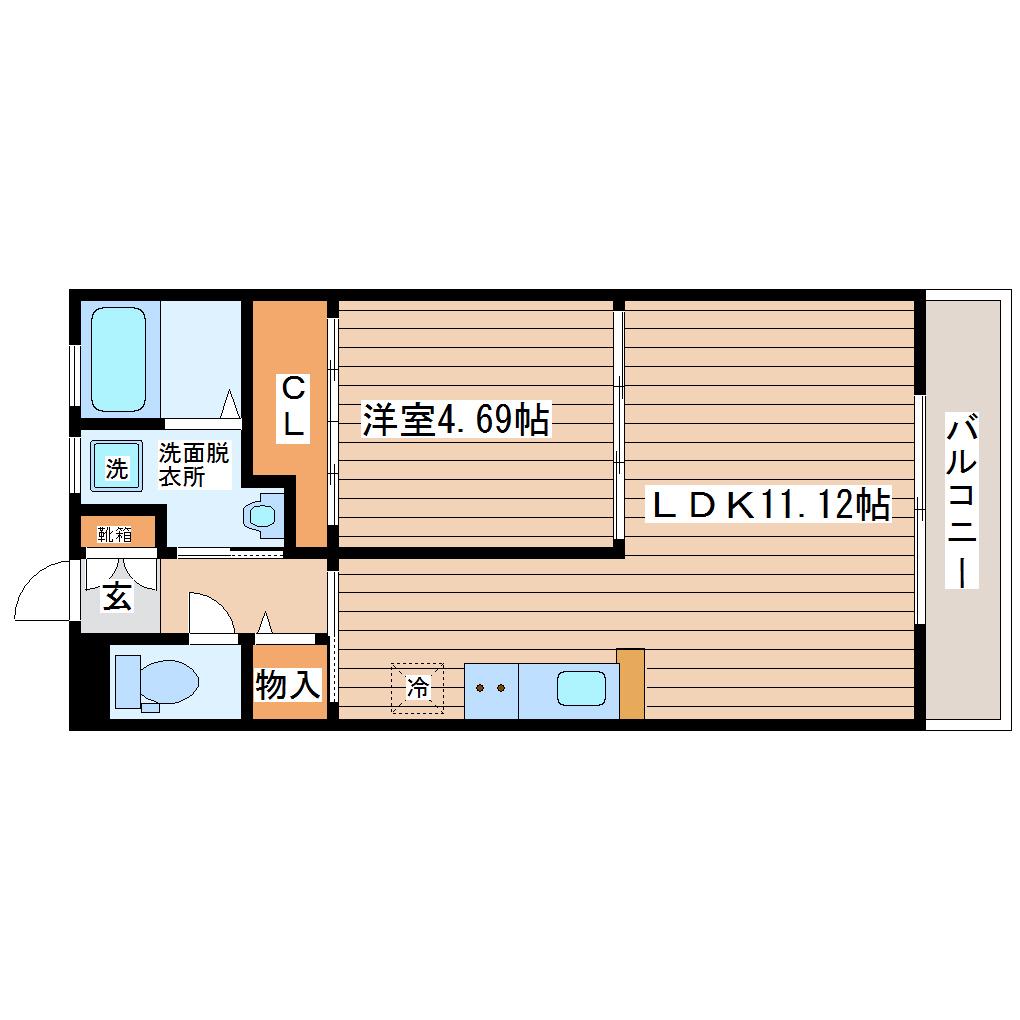 CIEL長町南(1LDK/3階)の間取り写真