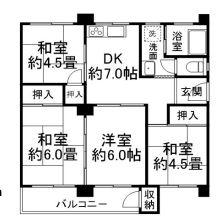 明舞一五団地 五七号棟(4DK/4階)の間取り写真