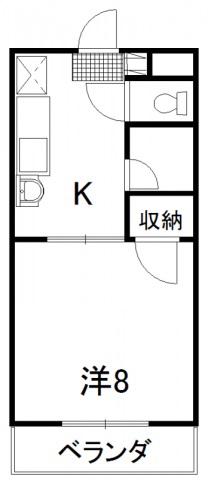 コーポ本永2(1K/2階)の間取り写真