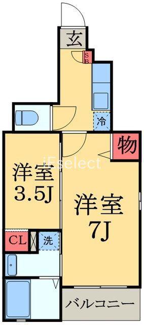 ハイグレイス1番館(1SK/1階)の間取り写真
