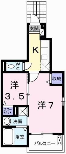 ソリッソ三条(1SK/1階)の間取り写真