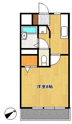 T-SQUARE(1K/1階)の間取り写真