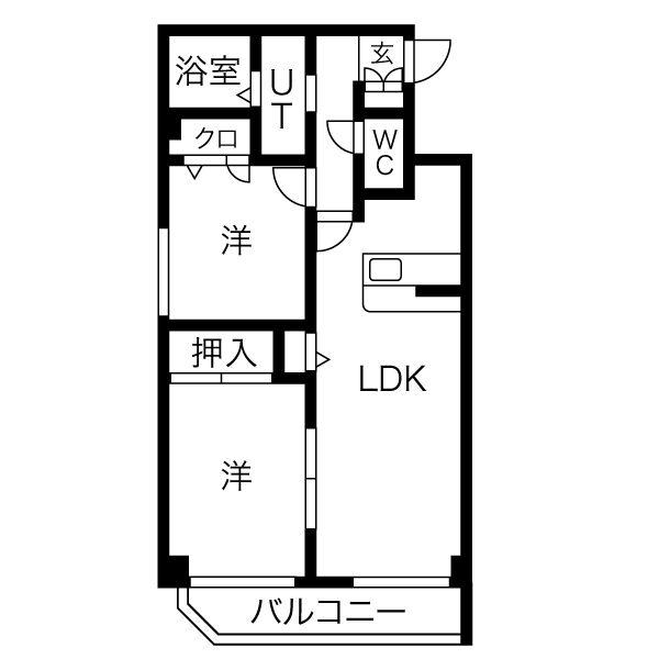 エクセルコート(2LDK/4階)の間取り写真