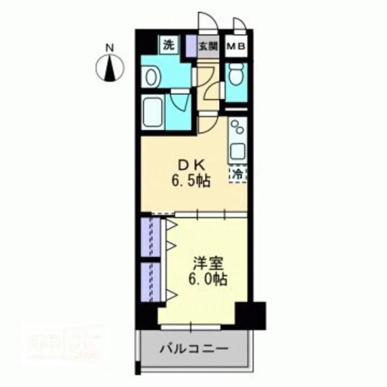 ハアラン表町(1DK/10階)の間取り写真