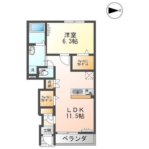 エターナル(1LDK/1階)の間取り写真
