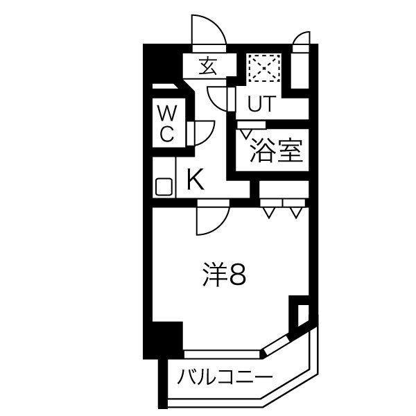 S-RESIDENCE 難波 VIALE(1K/6階)の間取り写真