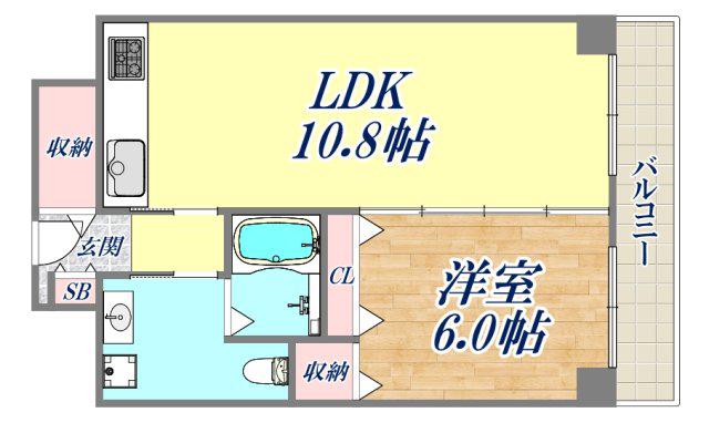 うはらビル(1LDK/5階)の間取り写真