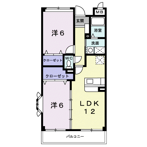 アリストクラット春日部(2LDK/2階)の間取り写真