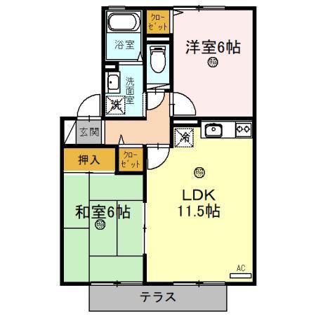 サンハイムヴィレッジ(2LDK/1階)の間取り写真