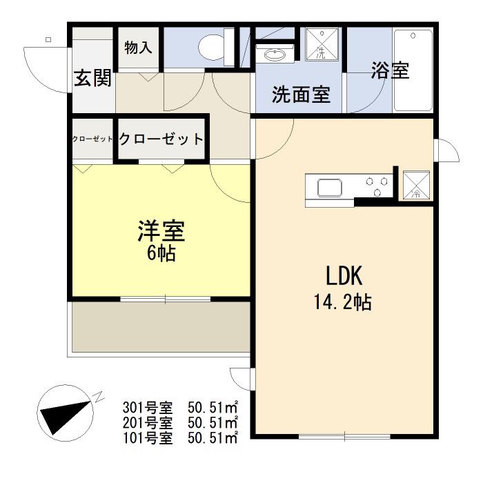 グランシャリオ(1LDK/1階)の間取り写真
