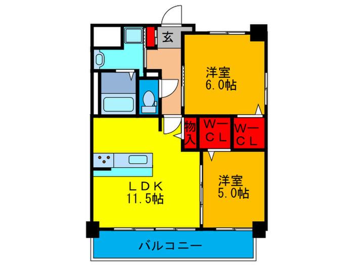 COZY COURT御幣島駅前(2LDK/1階)の間取り写真