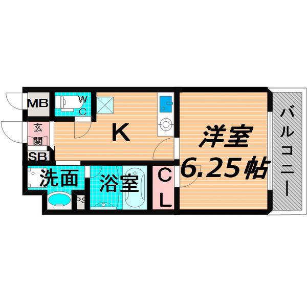 ジュネス関目高殿(1K/4階)の間取り写真