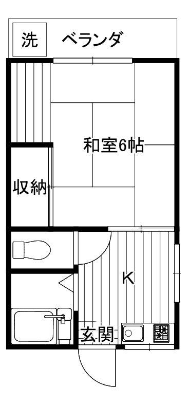 海老塚荘(1DK/2階)の間取り写真