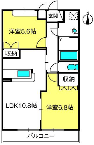 バルザック(2LDK/2階)の間取り写真