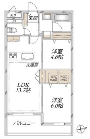 VESTA(2LDK/3階)の間取り写真