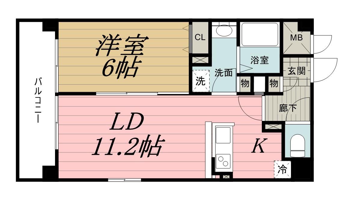 東ビル(1LDK/8階)の間取り写真