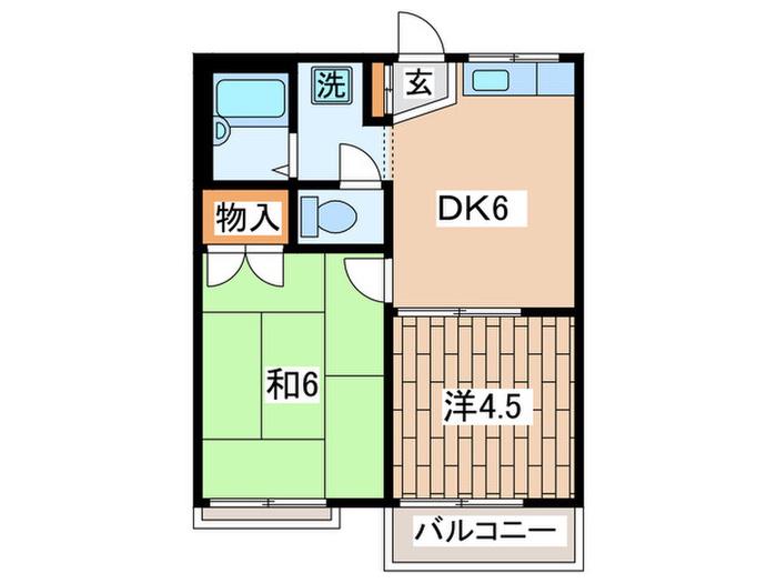 メゾン石原(2DK/1階)の間取り写真