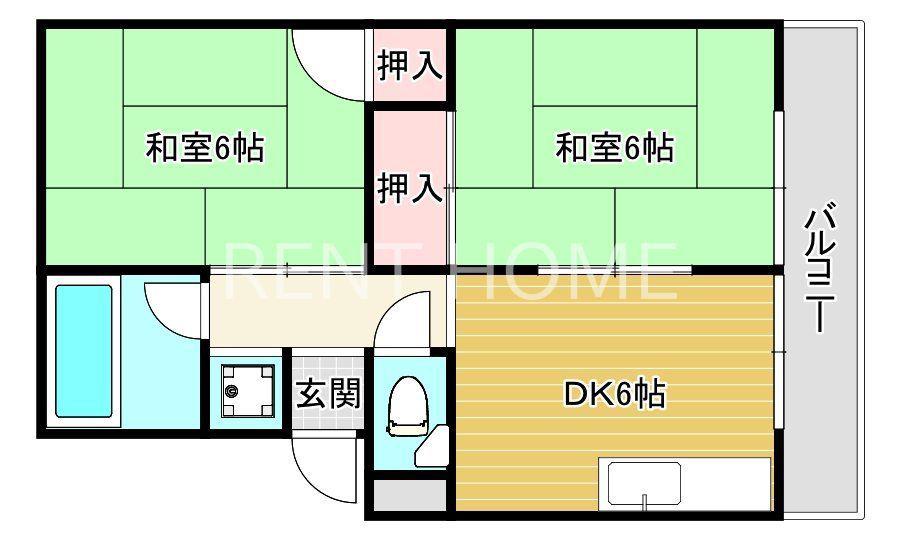 シャルマンエステートA棟(2DK/1階)の間取り写真