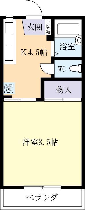 メゾンド・クレールA(1DK/2階)の間取り写真