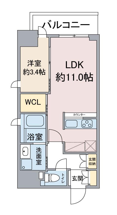 スリーアイランドタワー金山(1LDK/6階)の間取り写真