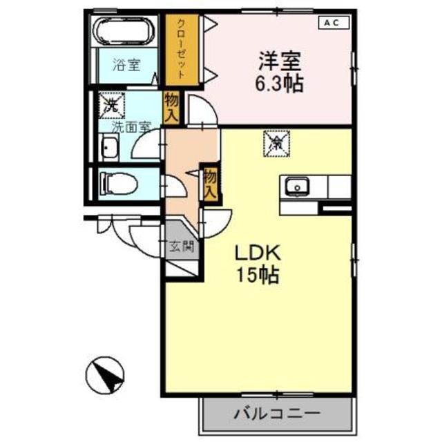 リビングタウンなかもずA棟(1LDK/3階)の間取り写真