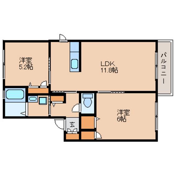 シャーメゾン和(2LDK/2階)の間取り写真