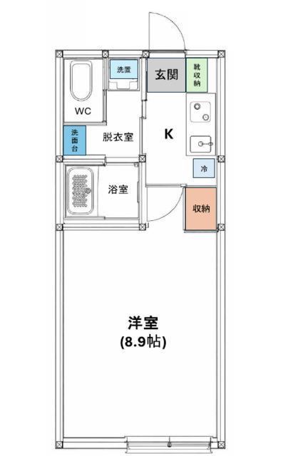 REVIO陣屋(1K/1階)の間取り写真